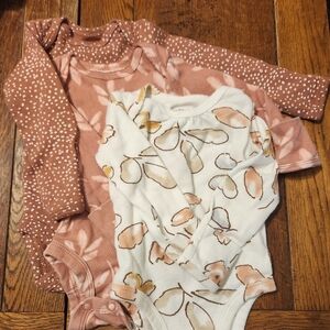 Carter's Pink and White Floral Bodysuits